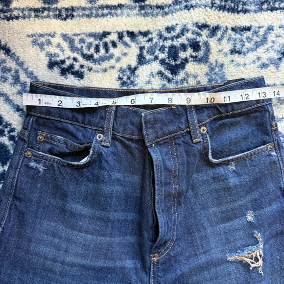 Zara Straight Leg Mid Rise Dark Wash Jeans - Picture 9 of 14